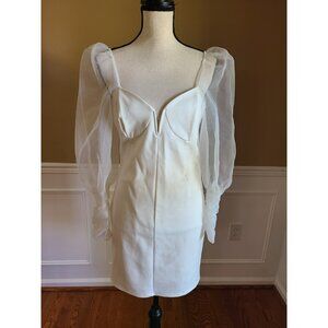 NWT TOPSHOP Ivory Sheer LS Bodycon Clubwear Dress Bachelorette size 8 NEW